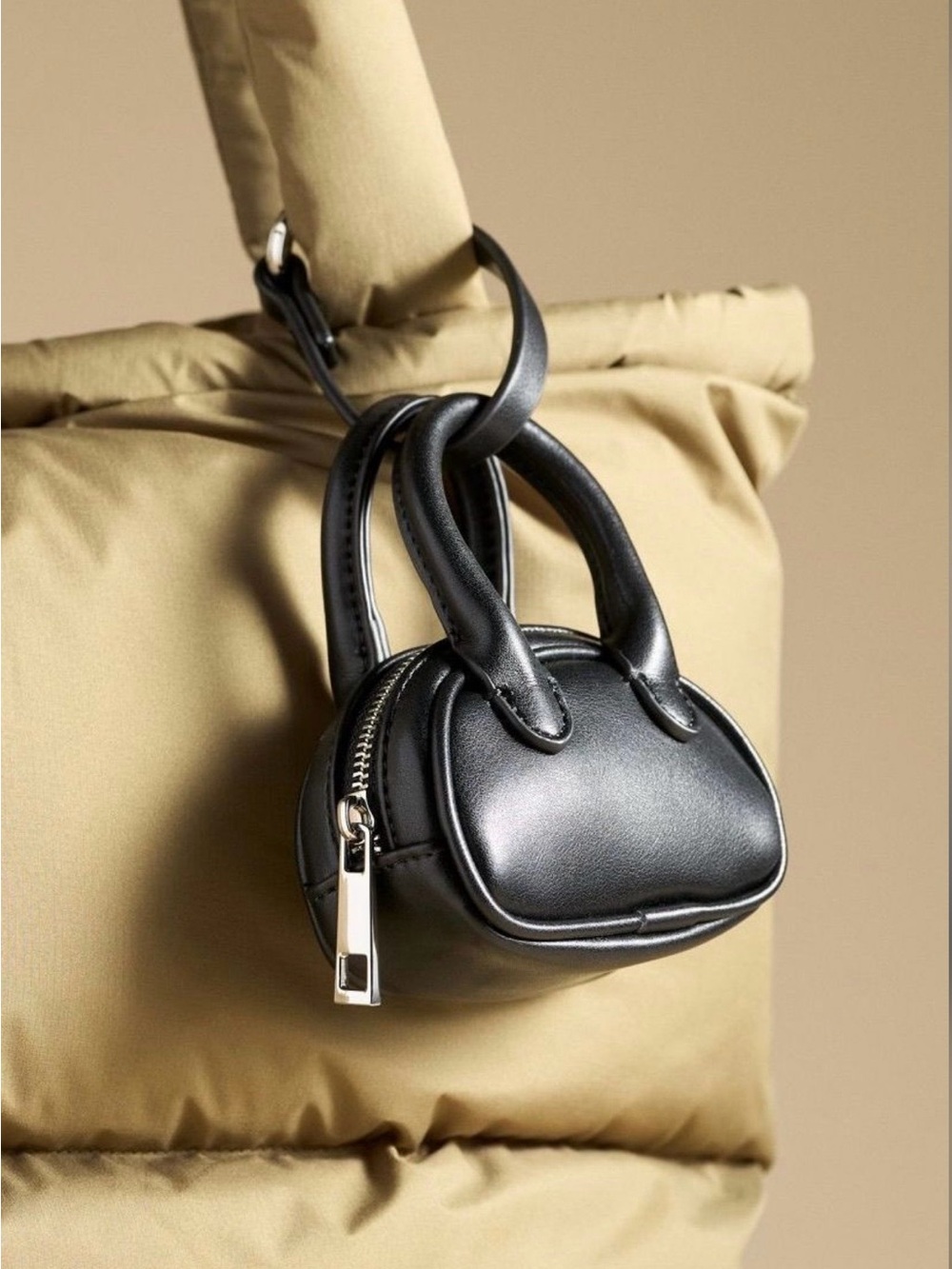 Black Mini Faux Leather Crossbody Bag Charm